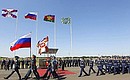 Ceremony decorating the 393rd Air Force base with the Order of Kutuzov