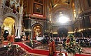 The divine Easter service at the Christ the Saviour Cathedral. Photo: TASS