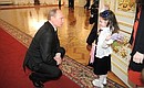 After the Victory Day parade on Red Square, Vladimir Putin met with 8-year-old Sonya from Pskov, a patient at the Federal Clinical Centre for Child Oncology, Haematology and Immunology, and her parents.