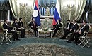 During the talks with President of the Lao People's Democratic Republic Choummaly Sayasone.