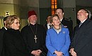 With head of the Board of Trusties to Restore the Naval Cathedral and Deputy Head of the Presidential Executive Office Alexander Beglov, archpriest Svyatoslav, the Father Superior of the Naval Cathedral and Governor of St Petersburg Valentina Matviyenko.