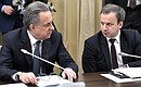 Deputy Prime Minister Vitaly Mutko (left) and Deputy Prime Minister Arkady Dvorkovich before the meeting with Government members.