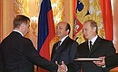 Hungarian Ambassador Ferenc Kontra presenting his credentials to President Putin.