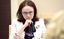 At a meeting on budget planning for 2016. Central Bank Governor Elvira Nabiullina.