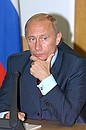 President Putin at a meeting on dealing with the aftermath of natural disasters.