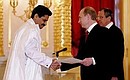 Верительную грамоту Президенту России вручает посол Исламской Республики Мавритания Булла Ульд Могейя.