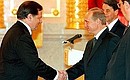 French Ambassador to Russia Claude Blanchemaison presenting his credentials.