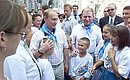 С Президентом Украины Леонидом Кучмой в международном детском центре «Артек».