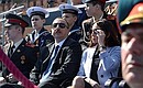 Президент Азербайджанской Республики Ильхам Алиев с супругой во время военного парада в ознаменование 70-летия Победы в Великой Отечественной войне 1941–1945 годов. Фото: may9.ru.