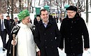 С Президентом Республики Башкортостан Рустэмом Хамитовым (справа) и председателем Центрального духовного управления мусульман, верховным муфтием России Талгатом Таджуддиным.