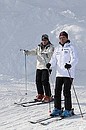 Before the start of World Cup downhill race, Dmitry Medvedev skied down the Olympic slope.