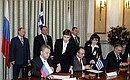 Ceremonial signing of the intergovernmental agreements on constructing and operating the trans-Balkan Burgas — Alexandroupolis oil pipeline.