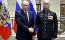 At the ceremony for presenting Gold Star medals of the Hero of Russia to participants in the special military operation who distinguished themselves in combat operations. With Lieutenant Colonel Sergei Irkhin.