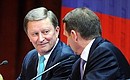 Chief of Staff of the Presidential Executive Office Sergei Ivanov and Speaker of the State Duma Sergei Naryshkin at the scientific-practical conference 20 Years of Russia’s Constitution: Institutions of a Rule-of-Law State, Civil Society and the Law-making Process.