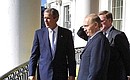 With US President George W. Bush following US-Russian talks.