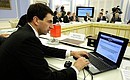 Minister of Telecommunications and Mass Communications Igor Shchegolev at meeting of Commission for Modernisation and Technological Development of Russia's Economy.