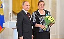 Presentation of Russian state decorations to foreign citizens. Irina Karimova, vice president of the Tajikistan Academy of Education and a leading specialist in Russian language teaching methods, was awarded the Pushkin Medal.