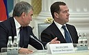 Prime Minister Dmitry Medvedev and State Duma Speaker Vyacheslav Volodin, left, at a meeting of the Council for Strategic Development and National Projects.