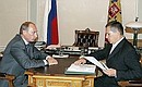 President Putin with Minister of Natural Resources Yury Trutnev.