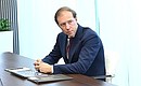 Industry and Trade Minister Denis Manturov at a meeting on key projects in civil aircraft engineering.
