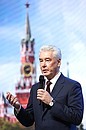 Moscow Mayor Sergei Sobyanin during the celebrations marking the 876th anniversary of the foundation of Moscow at the Zaryadye Concert Hall. Photo: Sergei Karpukhin, TASS