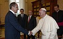 During meeting with Pope Francis. Russian Foreign Minister Sergei Lavrov (left).