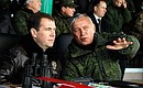 At the Chebarkul training ground, Dmitry Medvedev observed the final stage of the Centre-2011 strategic military exercises. With Chief of the General Staff and First Deputy Defence Minister Nikolai Makarov.