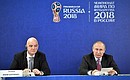 With FIFA President Gianni Infantino at the meeting of the Supervisory Board of the 2018 FIFA World Cup Russia Local Organising Committee.