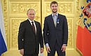 With goaltender of the Russian national ice hockey team Sergei Bobrovsky.