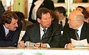 Left to right, Nikolai Volkov, Governor of the Jewish Autonomous Region, St Petersburg Governor Vladimir Yakovlev and Moscow Mayor Yury Luzhkov during a meeting of the State Council.