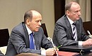 Director of the Federal Security Service Alexander Bortnikov and Secretary of the Security Council Nikolai Patrushev at the meeting with permanent members of the Security Council.