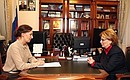 Уполномоченный при Президенте по правам ребёнка Анна Кузнецова встретилась с Министром здравоохранения Вероникой Скворцовой.