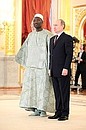 Церемония вручения верительных грамот послами иностранных государств. С послом Гамбии Усманом Баджи.