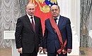 The Order for Services to the Fatherland, I degree, is presented to Lomonosov Moscow State University rector Viktor Sadovnichy.
