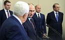 Vladimir Putin and President of Palestine Mahmoud Abbas participated via video link-up in the opening of a multifunctional cultural and sports centre.