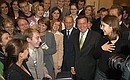 President Putin and Chancellor Schroeder meeting with the participants in the youth conference held within the framework of the St Petersburg Dialogue.