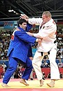 Semifinals at Olympic judo competition. Tagir Khaibulayev (Russia) and Dimitri Peters (Germany).