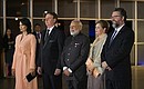 Президент Бразилии Жаир Болсонаро с супругой, Премьер-министр Индии Нарендра Моди, Министр иностранных дел Бразилии Эрнесто Араужо с супругой перед началом концерта по случаю саммита БРИКС.