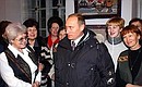 President Putin with staff of the Suzdal Kremlin Museum.