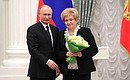 Ceremony for presenting state decorations. The Order of Honour was awarded to Vera Prilepskaya, Deputy Director of the Vladimir Kulakov National Medical Research Centre for Obstetrics, Gynaecology and Perinatology.