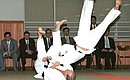 President Putin on a tatami at the Kodokan Martial Arts Palace.