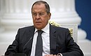 Foreign Minister Sergei Lavrov before a meeting with permanent members of the Security Council.