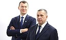 Deputy Prime Minister – Presidential Plenipotentiary Envoy to the Far Eastern Federal District Yury Trutnev (right) and Governor of the Khabarovsk Territory Mikhail Degtyarev during a visit to the Mechtalet animation studio. Photo: Alexander Ryumin, TASS