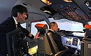 During a visit to Aeroflot aviation training centre. With Aeroflot Deputy CEO – Flight Director Eduard Sovetkin.