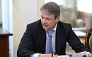 Agriculture Minister Alexander Tkachev at a meeting with Government members.