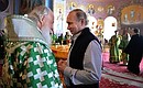 С Патриархом Московским и всея Руси Кириллом перед началом торжественной литургии в Спасо-Преображенском соборе Валаамского монастыря.