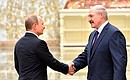 With President of Belarus Alexander Lukashenko before the beginning of talks in the Normandy format. Photo: RIA Novosti