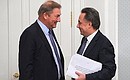 Russian Ice Hockey Federation President Vladislav Tretyak (left) and Sports Minister Vitaly Mutko before a meeting with heads of Russia’s winter sports federations.