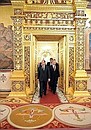 With President of France Francois Hollande during tour of Moscow Kremlin.