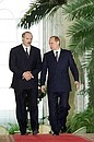 With President of Belarus Aleksandr Lukashenko following a joint news conference.